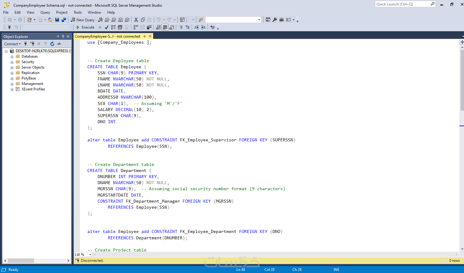 تصميم مخطط قاعدة بيانات (Schema) باستخدام SQL - خمسات