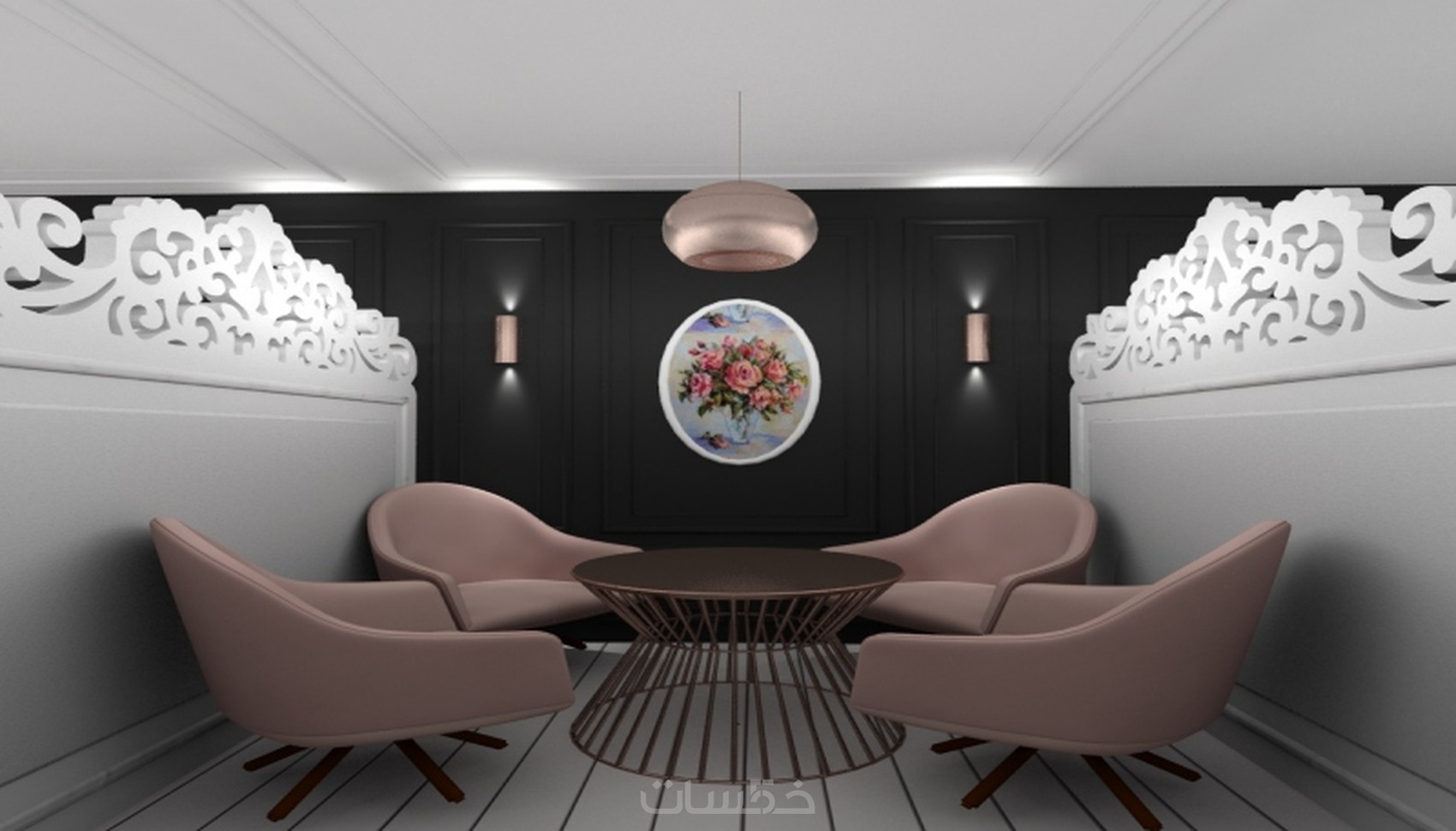 تصميم محلات وكافيهات ثري دي مع المقاسات خمسات