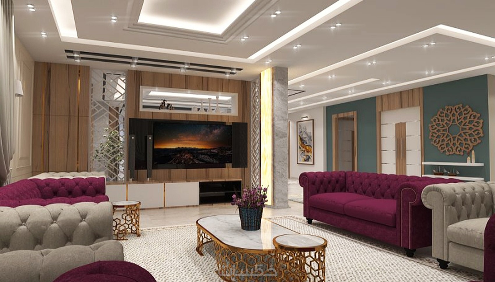 تصميم ديكورات داخلية 3D إبداعية لكافة الفراغات كل 4 متر ب 5 خمسات