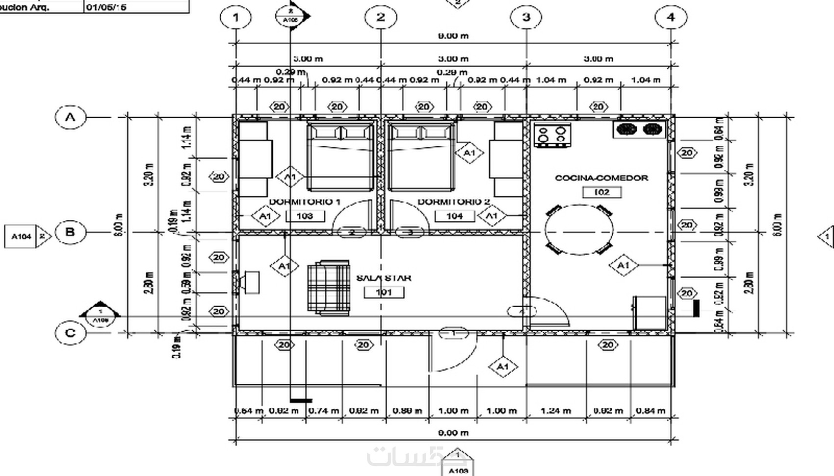 رسم مخططات الهندسة المعمارية 2d autocad و revit خمسات