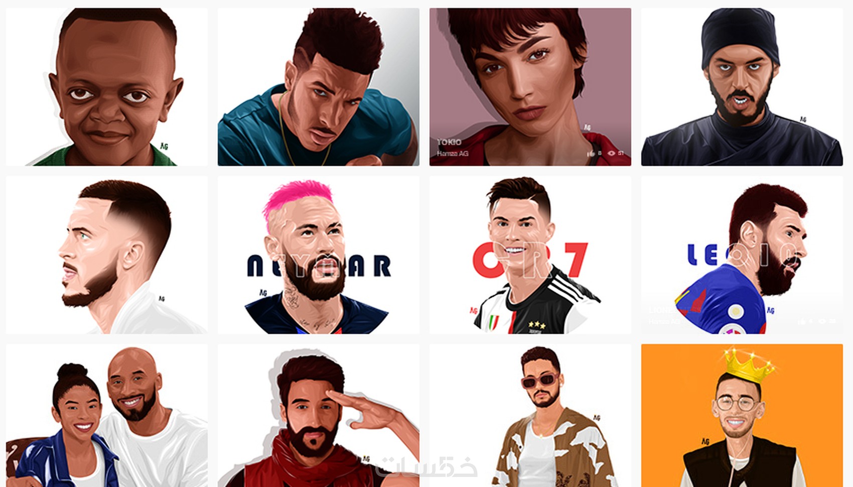 تصميم صور كرتونية فيكتور vector art خمسات