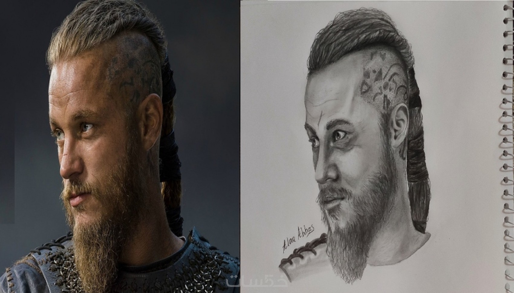 رسم الوجه بقلم رصاص وبدقه عاليه خمسات