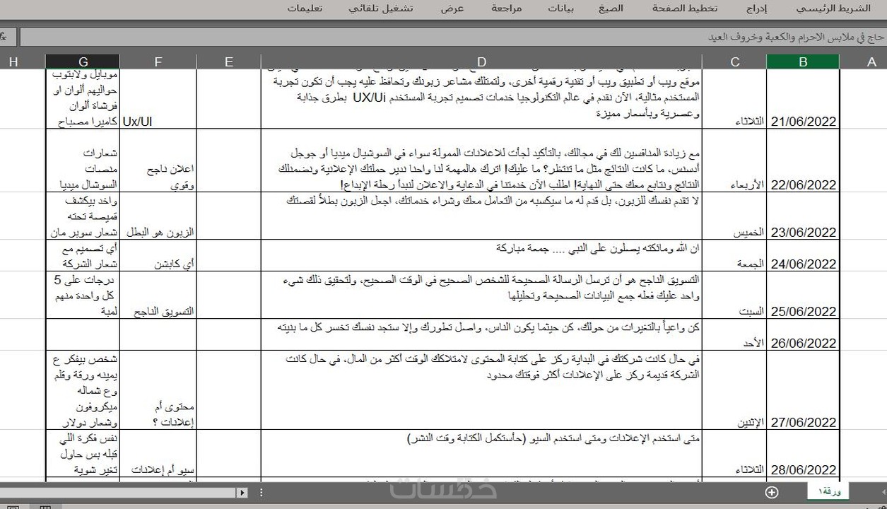 خطط محتوى ابداعية للسوشال ميديا والمواقع والمتاجر خمسات