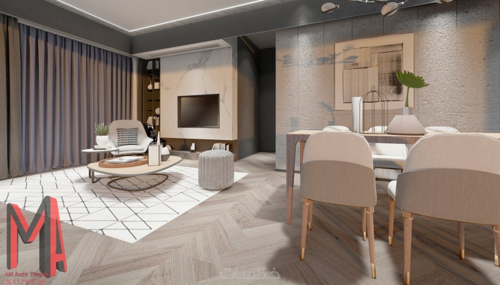 تصميم ديكورات داخلية و خارجية خمسات
