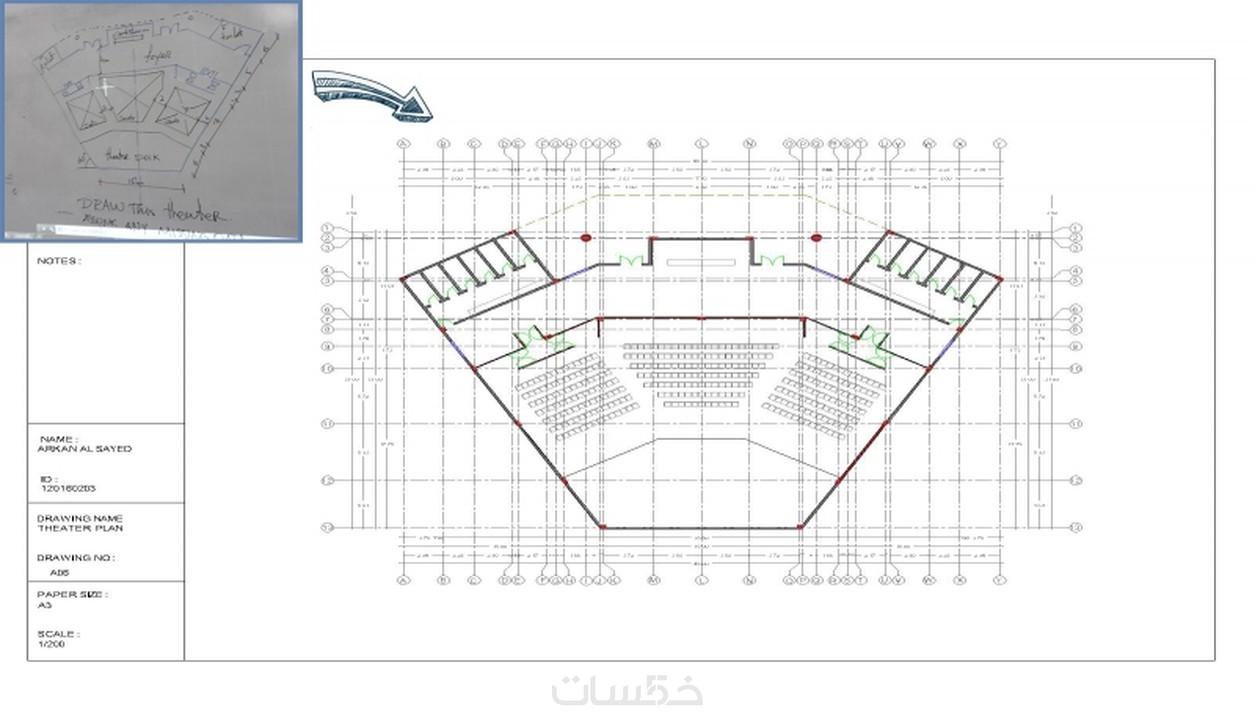 رسم مخطط جاهز او من صورة بمساحة 100 متر مربع بسعر 5 دولار - خمسات