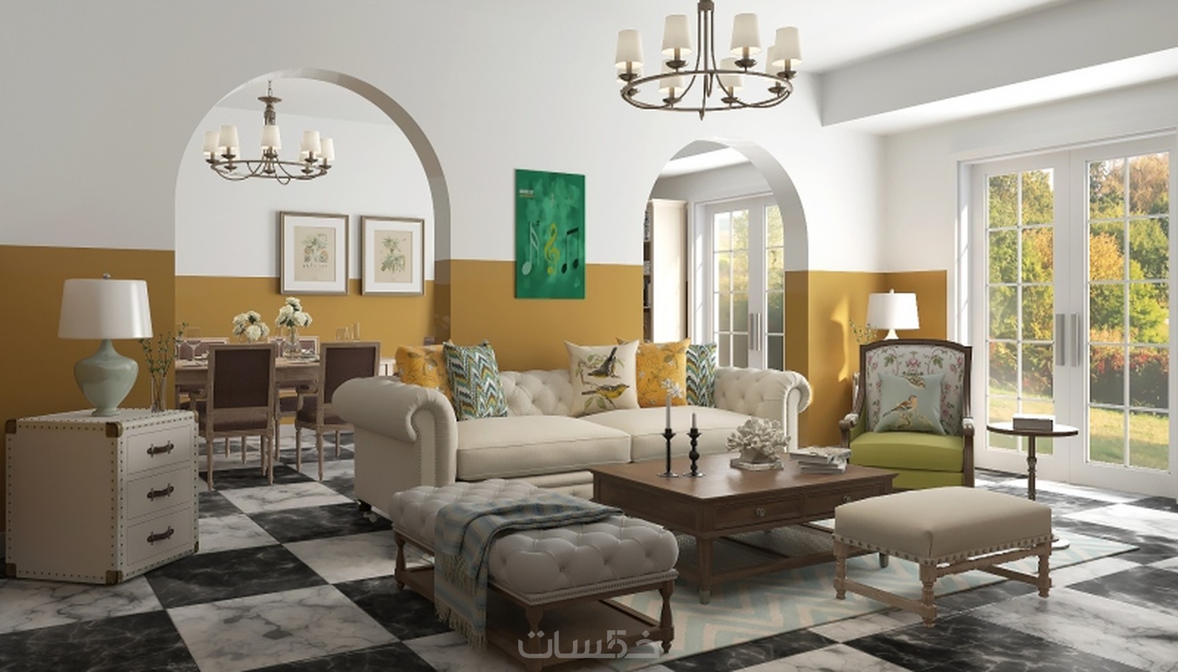 تصميم ديكورات داخلية بواسطة برنامج 3D MAx خمسات