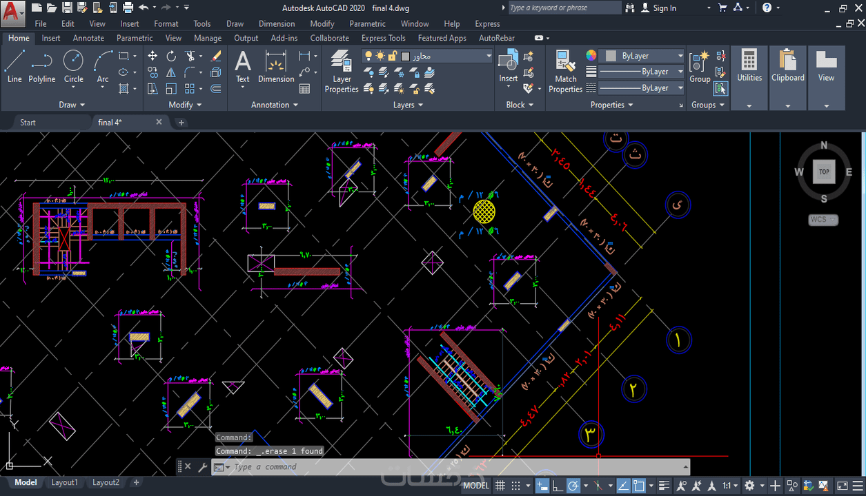 رسم المخططات الهندسية على برنامج الاوتوكاد Auto Cad خمسات