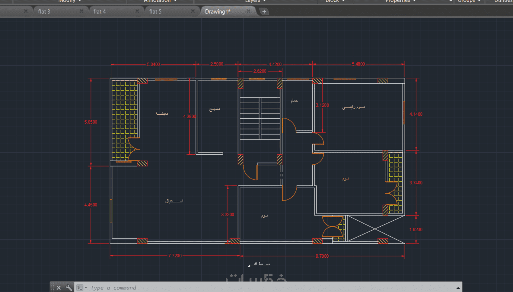 رسم المخططات الهندسية و التصاميم المعمارية على الاوتوكاد خمسات