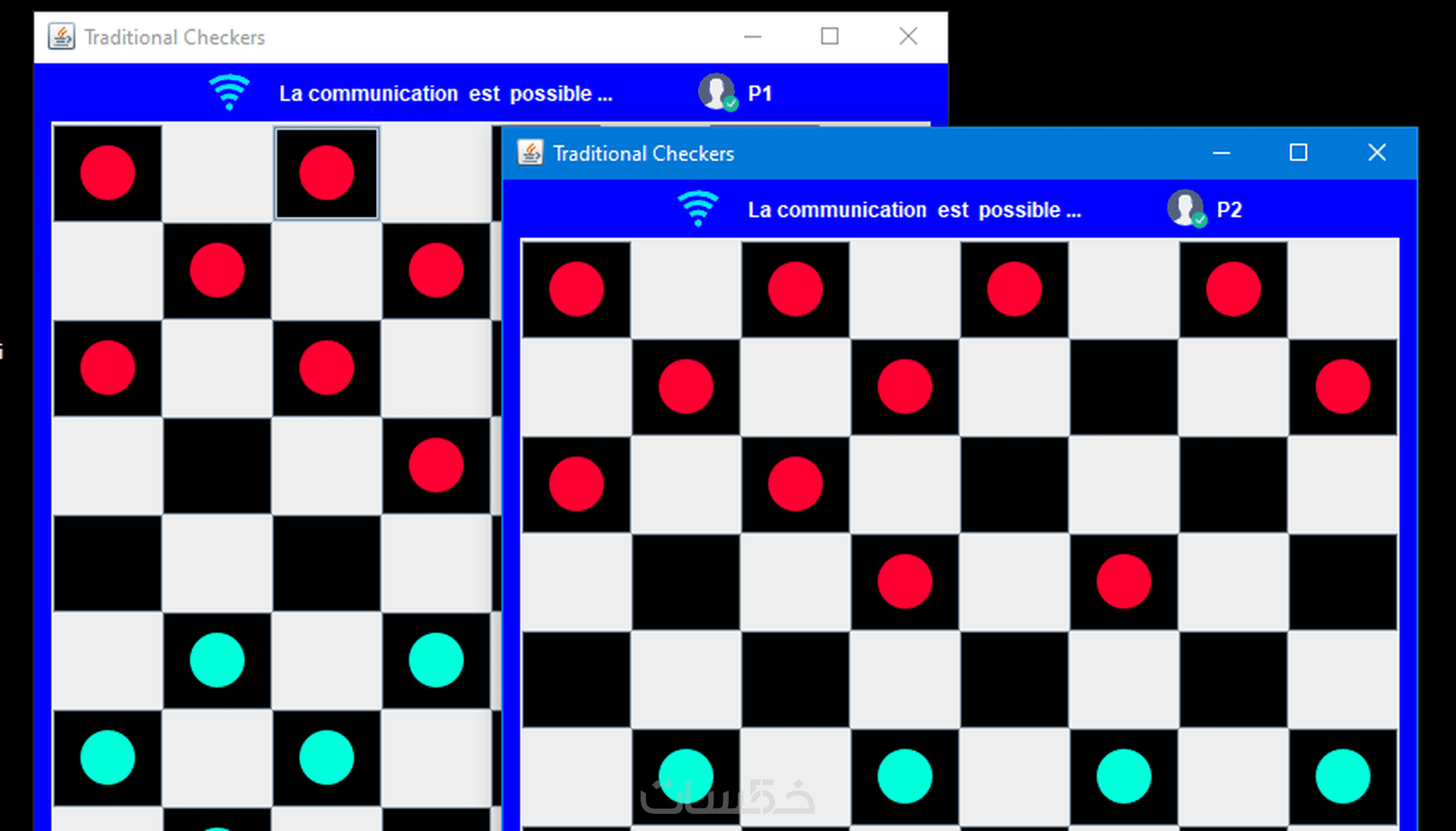كود برمجي جافا java لعبة الداما (The Traditional Checkers) خمسات