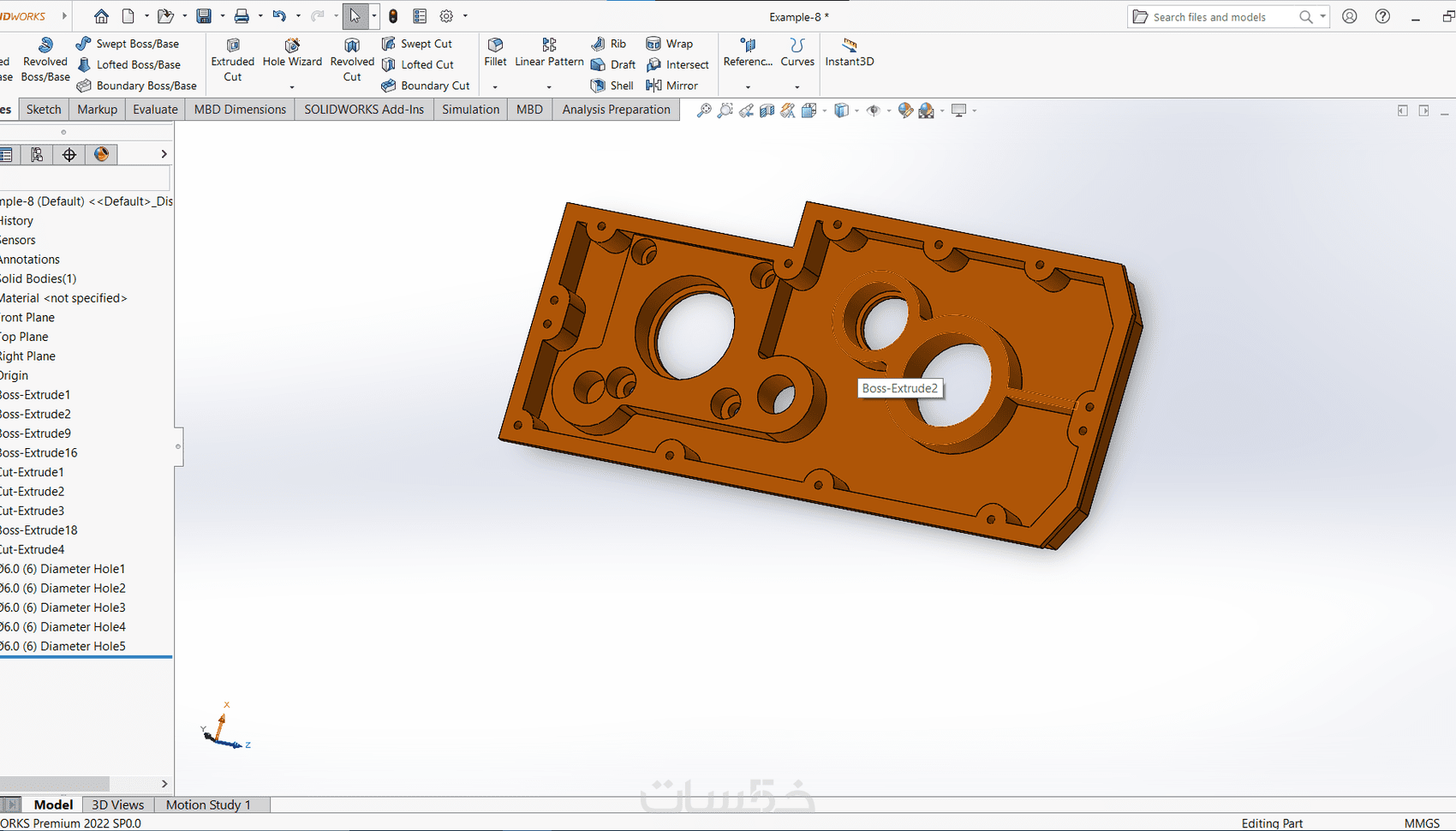 تصميم نماذج ثلاثية الابعاد باستخدام Solidworks خمسات