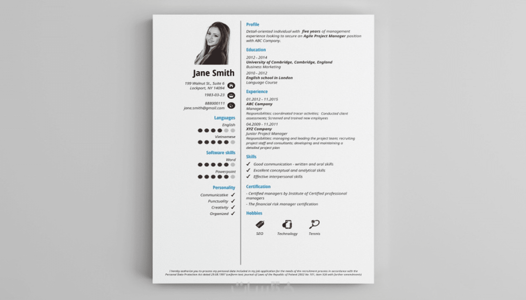 تصميم cv شخصي احترافي وكلاسيكي ورسمي - خمسات