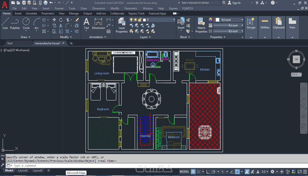 رسم المخططات الهندسية على الأوتوكاد خمسات