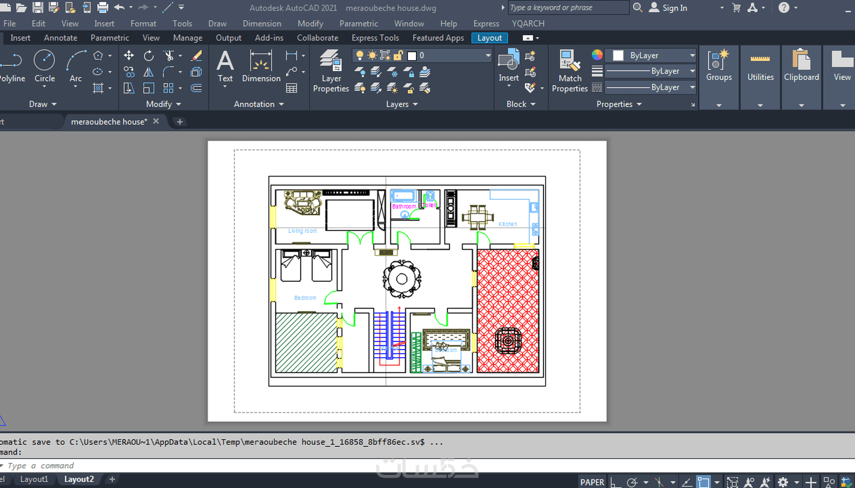 رسم المخططات الهندسية على الأوتوكاد خمسات