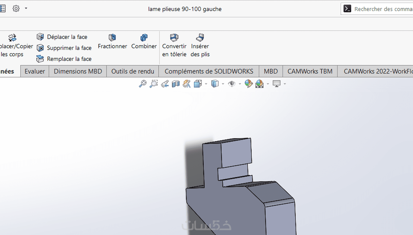 تصميم جزء1 ميكانيكي ثلاثي الأبعاد من رسم على Solidworks خمسات