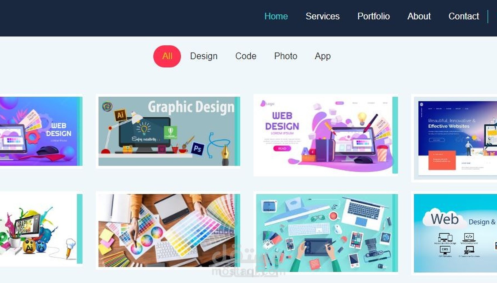 تصميم واجهات ويب باستخدام HTML /CSS / JS / Bootrsap - خمسات