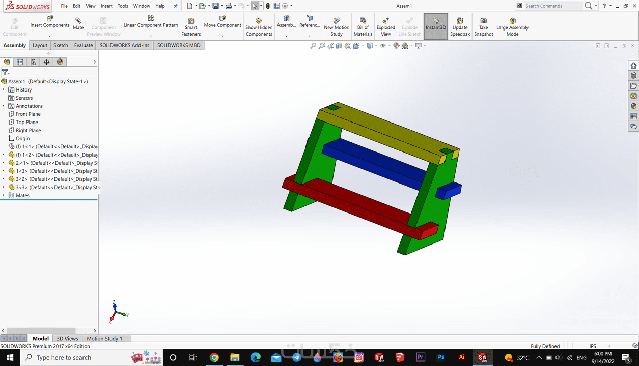 تصميم هندسي على برنامج Solidworks للقطعة خمسات 5328