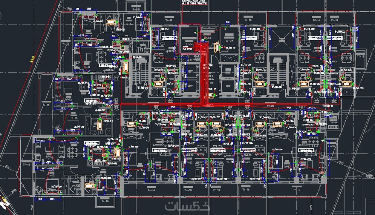 تصميم وعمل الرسومات التنفيذية لأعمال الكهرباء خمسات 9540