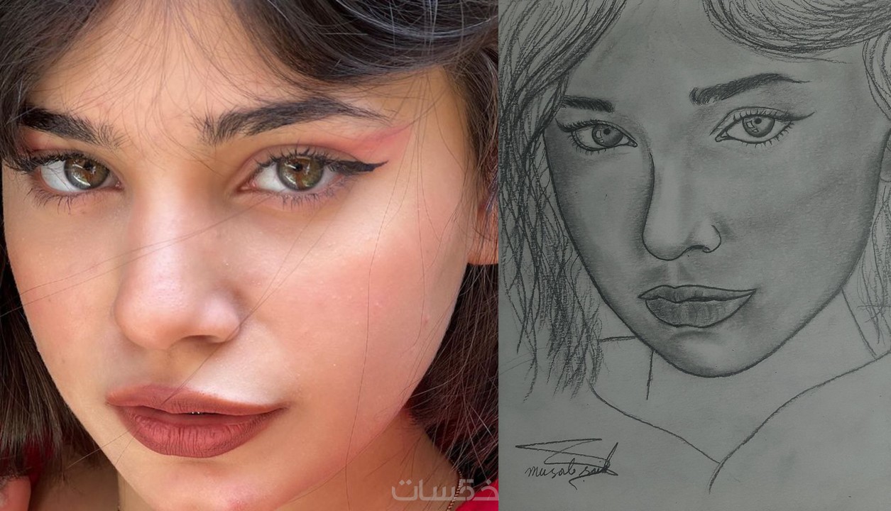 رسم بورتريه رصاص وفحم حسب الطلب خمسات