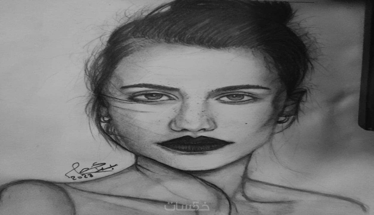 رسم بورتريه احترافي بقلم الرصاص خمسات 