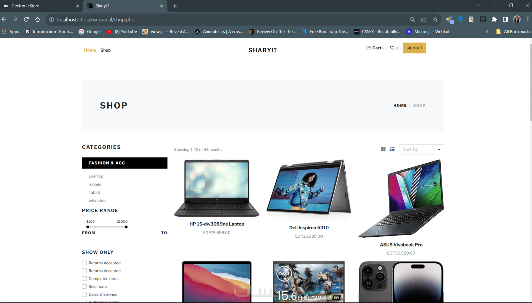 تصميم او برمجة موقع HTML+ CSS3 + JavaScript + PHP + MySql - خمسات