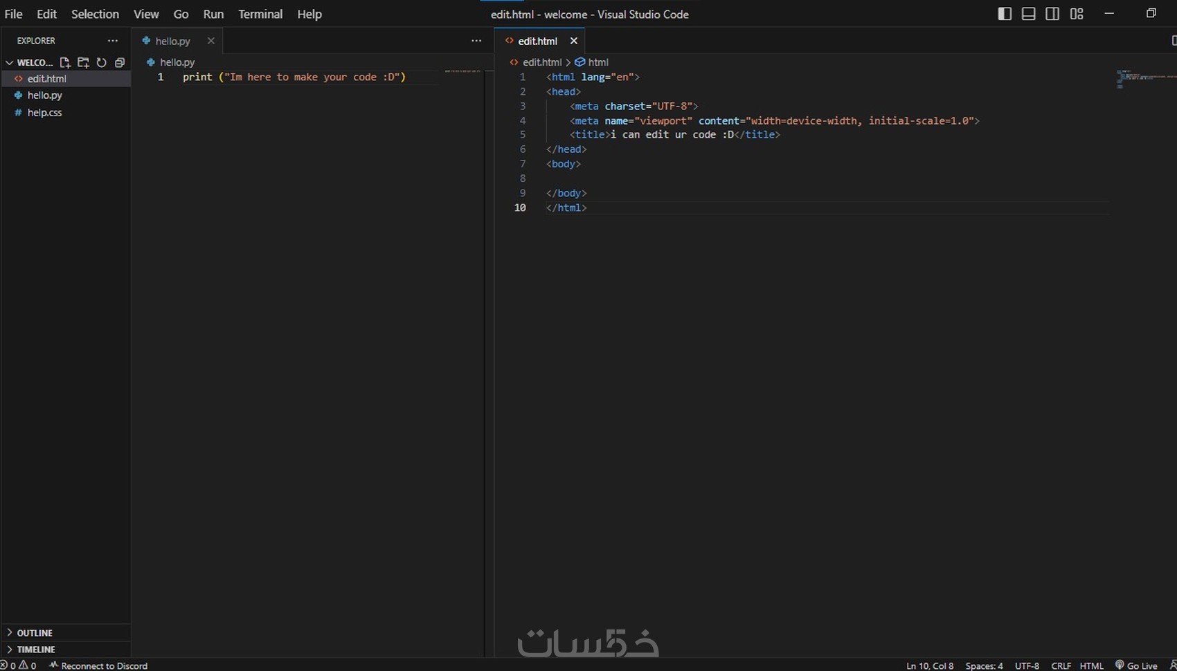 كتابة وتعديل اكواد برمجة - html - css python - خمسات
