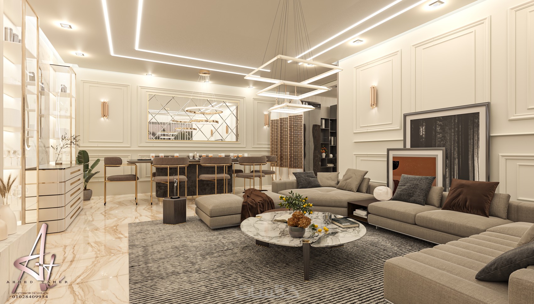 ديكور 3D وتصميم داخلي احترافي مع مخططات تنفيذ - خمسات